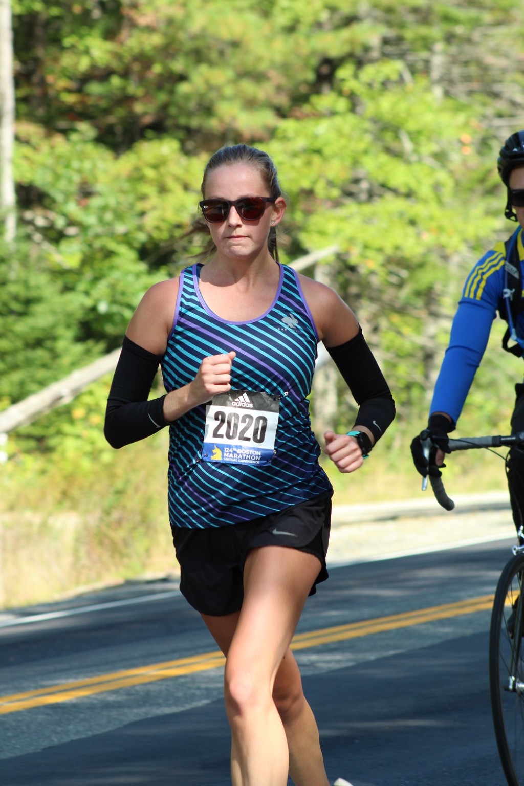 Tiana Thomas runs along the Sugarloaf Marathon route on Sept. 12.