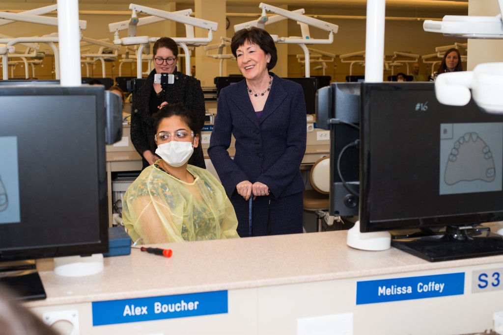 U.S. Senator Susan Collins in the Simulation Lab of the Oral Health Center
