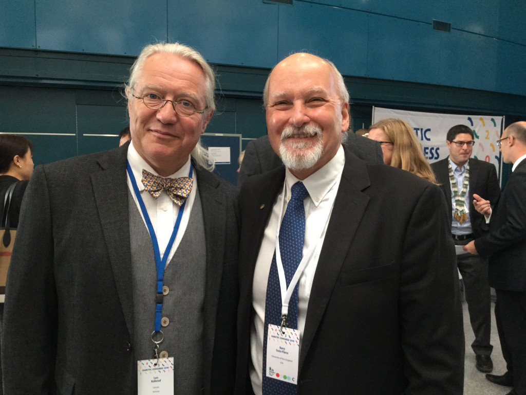Lars Kullerud, president of the University of the Arctic (left) with Barry Costa-Pierce, UNE Doherty Professor of Marine Science