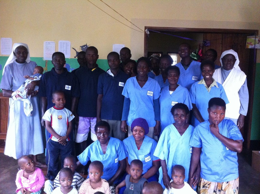 The UNE students donated more than 50 scrubs to health workers at a clinic in Uganda