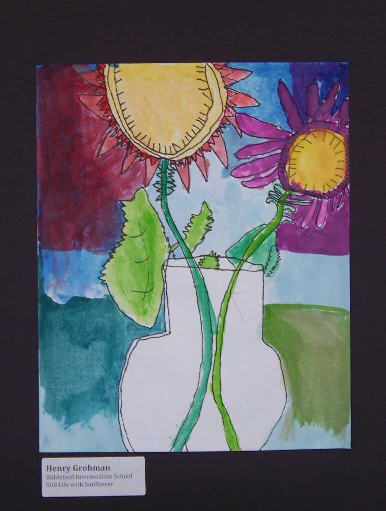 "Still Life with Sunflowers" by Henry Grohman, Biddeford Intermediate School