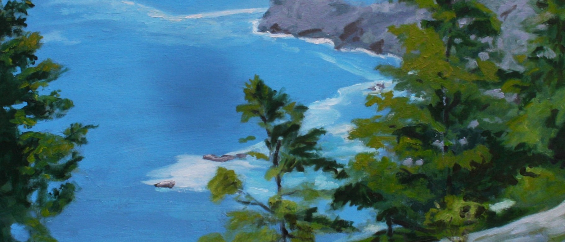 "Gull Rock, Monhegan Island," oil on canvas, 30 x 30 by Adrienne Kernan La Vallee