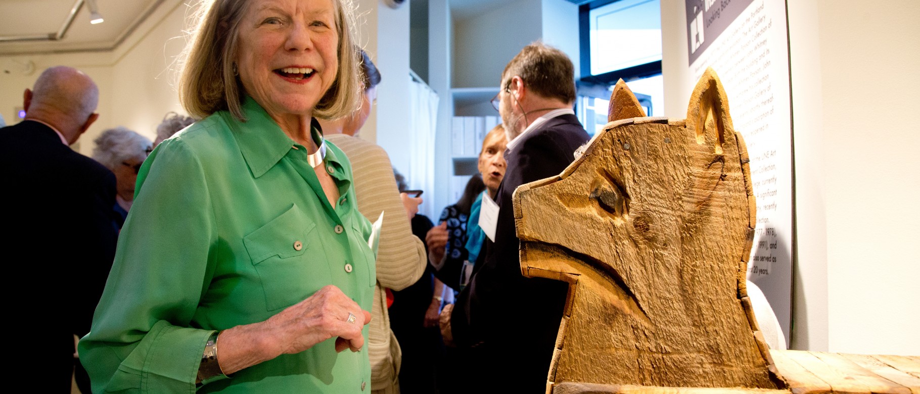 A radiant Anne Zill rejoices at her retirement reception, which celebrated her 20 years of service to UNE’s Art Gallery.
