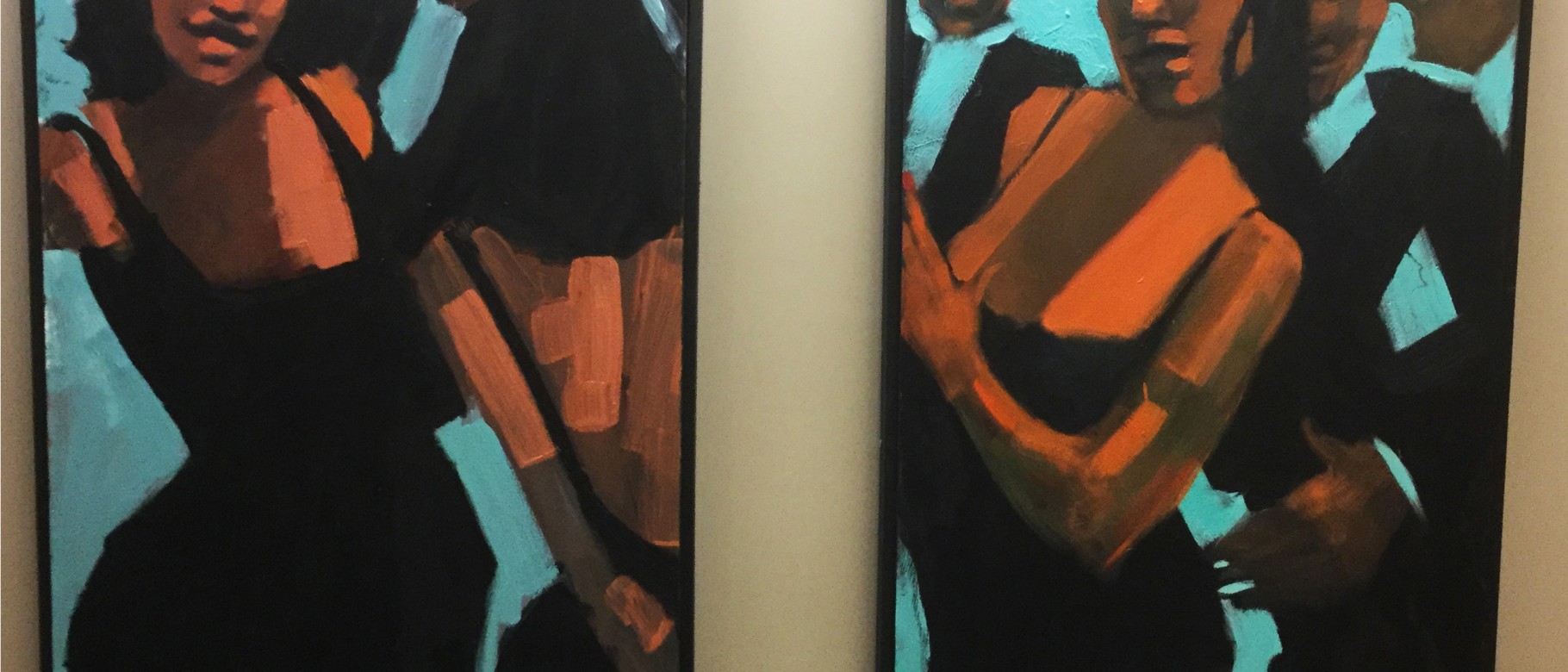 Diptych painted by contemporary artist Robert Freeman, on display on the first floor of the College of Pharmacy