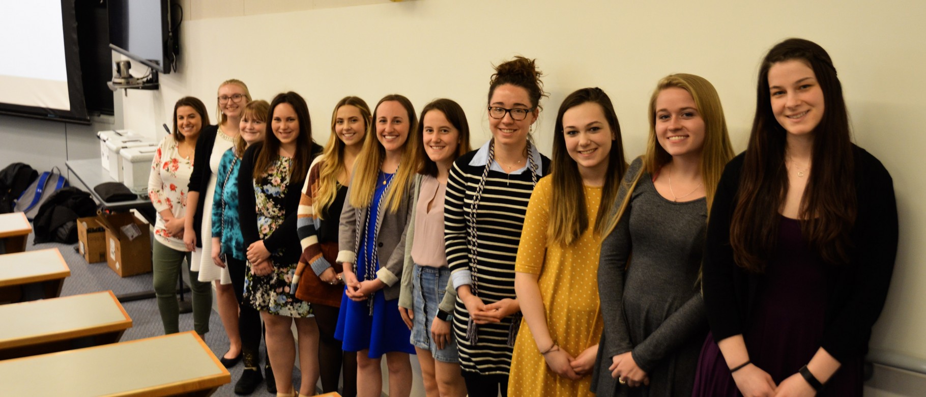 Some of the newest members of UNE's Psi Chi Chapter at the March 28 induction ceremony