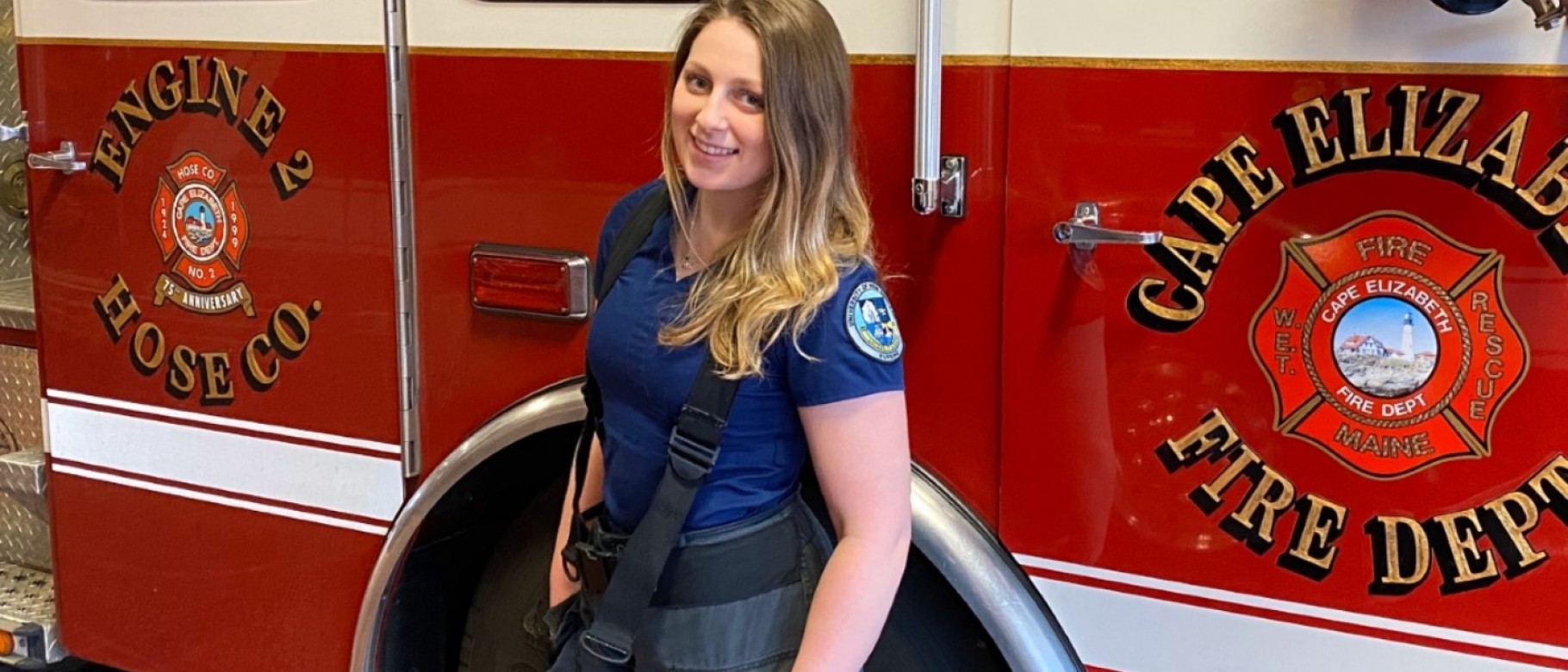 UNE senior Nicole Penley works as an EMT with the Cape Elizabeth Fire Department and as a CNA