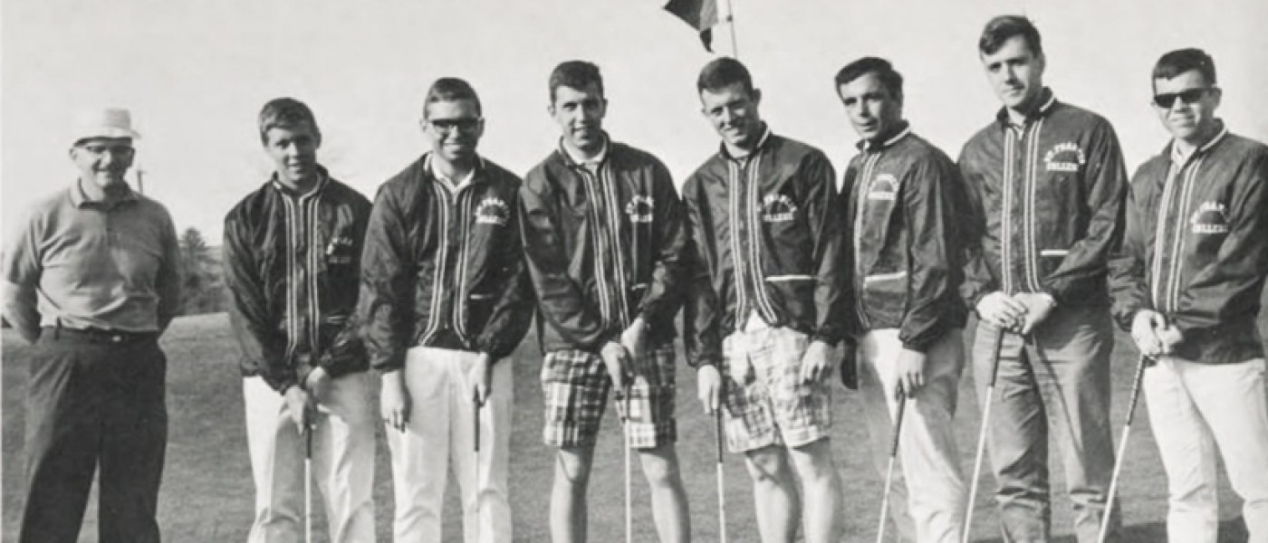 Coach Beaudry with the 1966 St. Francis College Golf team.