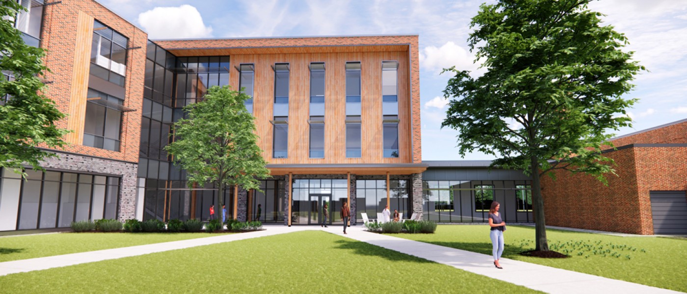 Computer rendering of the upcoming U N E College of Osteopathic Medicine building