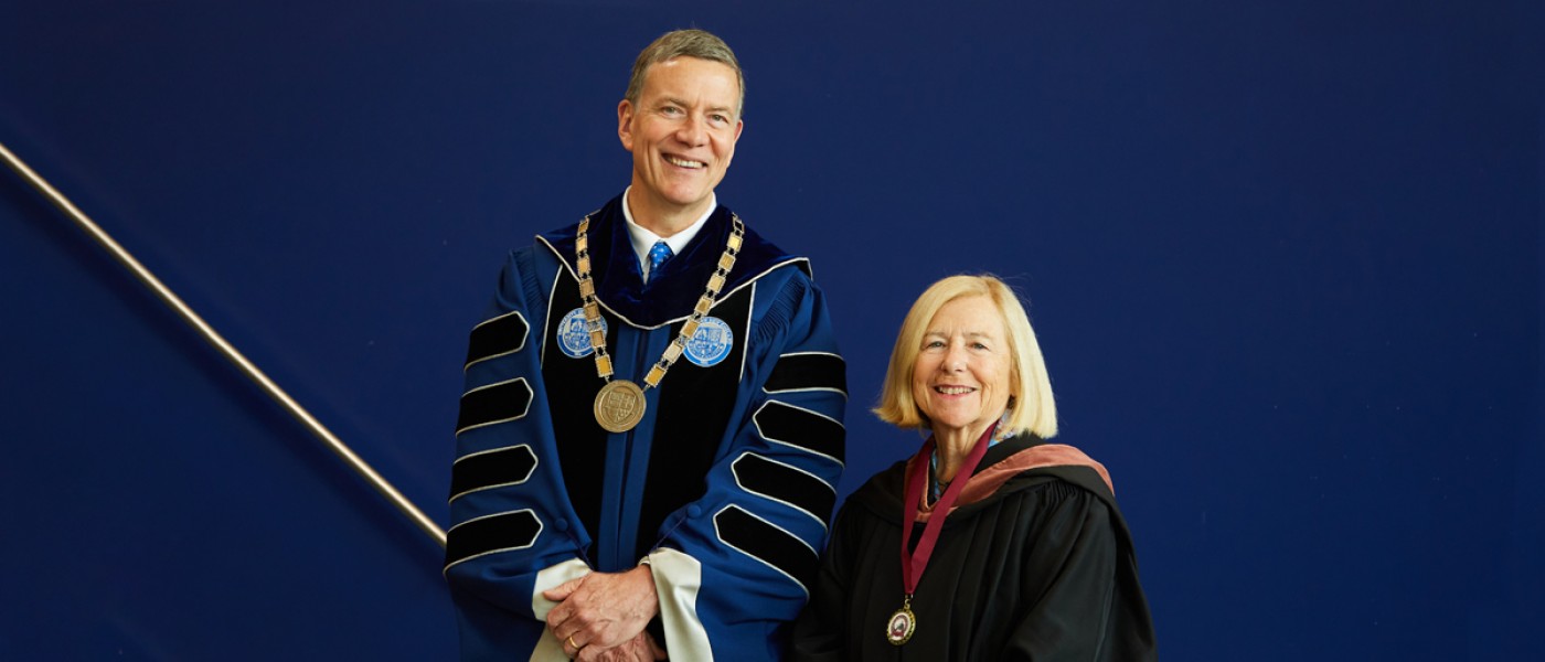 President Herbert and Cynthia Milliken Taylor smile at the camera