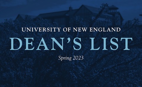 Dean's List graphic spring 2023 photo of campus