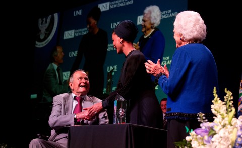 President and Mrs. Bush at the George and Barbara Bush Distinguished Lecture in 2013