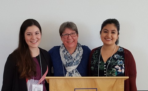 Mira D'Amato, Elizabeth DeWolfe and Jessica Olmeda at the New England Historical Association conference