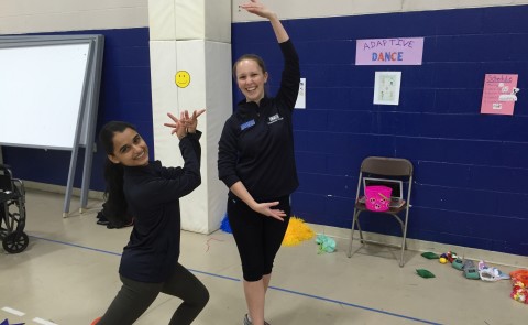 Megha Panchal and Ariella Wrubleski demonstrate adaptive dance at the Adapted Occupation Expo 