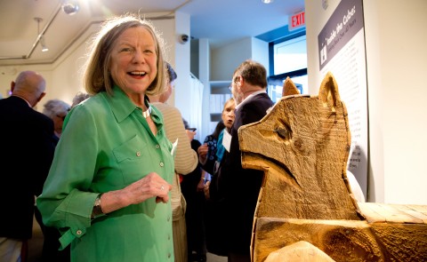 A radiant Anne Zill rejoices at her retirement reception, which celebrated her 20 years of service to UNE’s Art Gallery.
