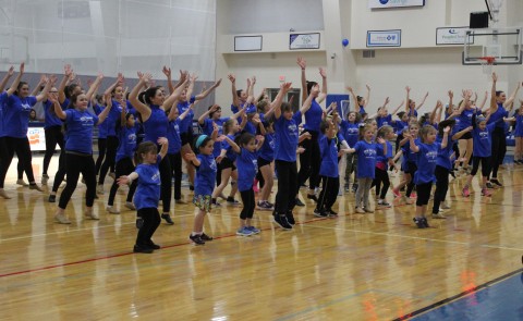 Sixty children between the ages of 5 and 18 years participated in UNE's first Dance Clinic and performed during halftime at a UN