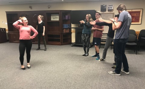 UNE Players rehearse for their upcoming performance of 'Chicago'