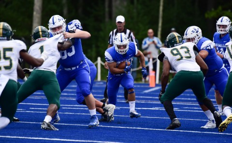 More than 2,000 fans came out to Blue Storm Stadium for UNE's first home football game