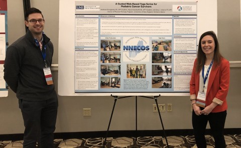 UNE students Andrew Chongaway and Alyssa Deardorff displayed their poster and gave a presentation at the NNECOS spring meeting