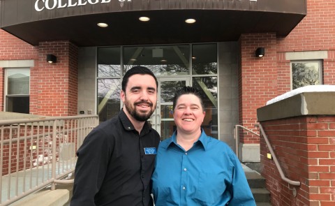 Christian Oliver and his mother Neva Gross are both students at UNE's College of Pharmacy