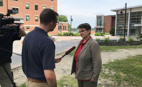 Kathryn Brandt appears on WMTW newscast to discuss air quality alert