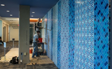 UNE unveils authentic Moroccan tile wall on Biddeford Campus  