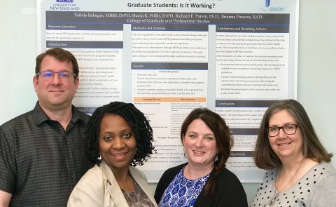 L-R: Richard Parent, Titilola Balogun, Brianna Parsons and Sharla Willis with the poster results of their CETL mini-grant-funded