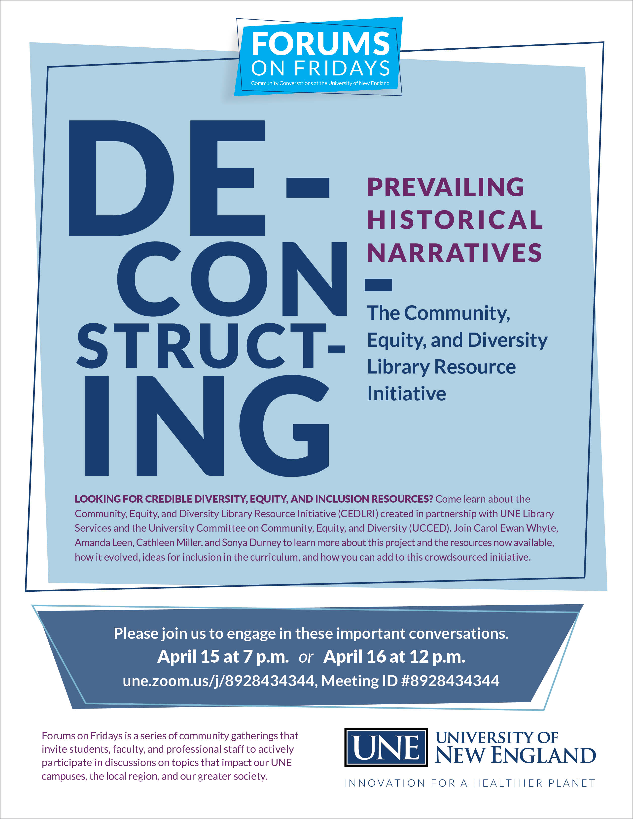 Poster for Forums on Fridays: Deconstructing Prevailing Historical Narratives