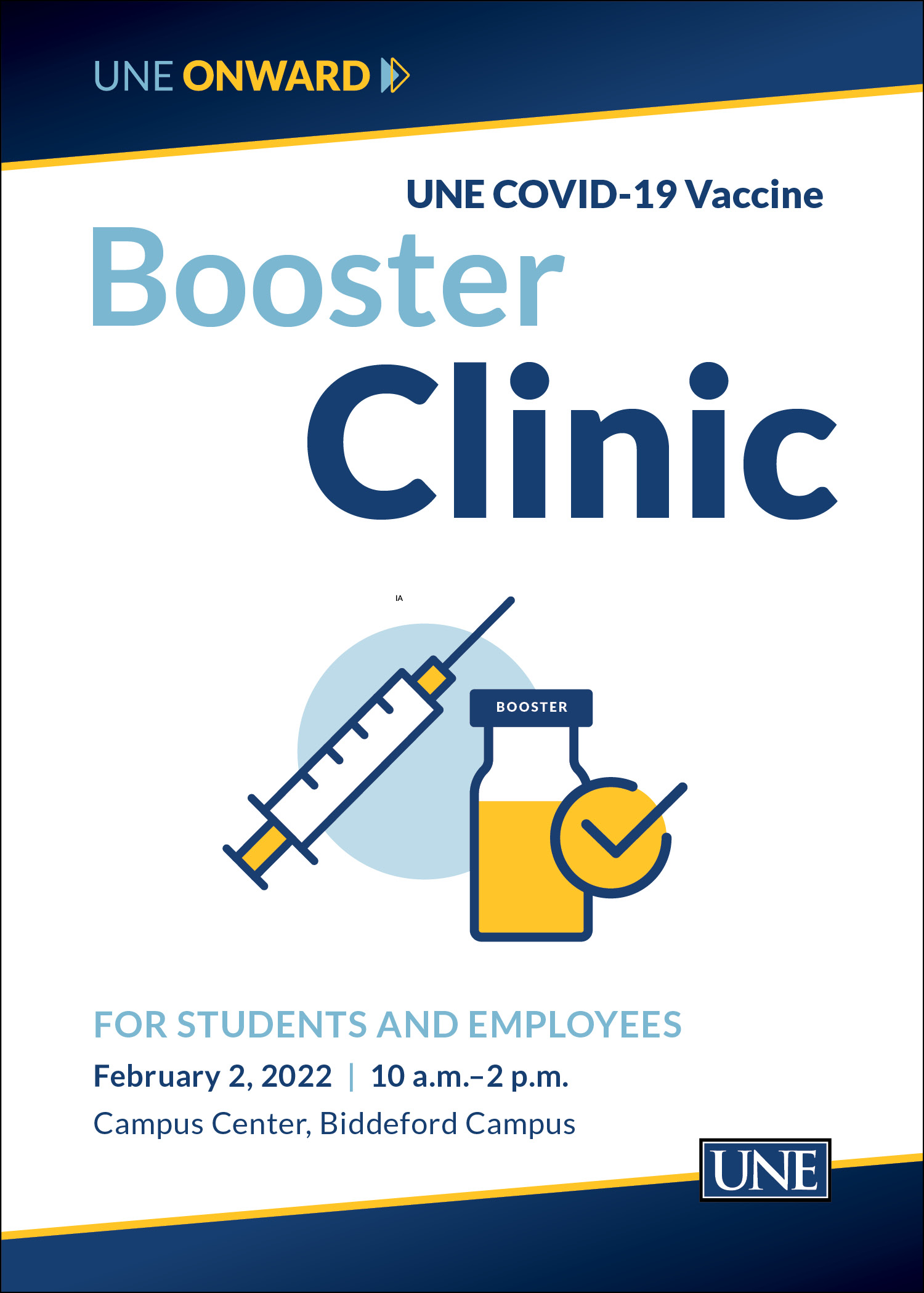 Poster for the February 2 COVID-19 vaccine booster clinic