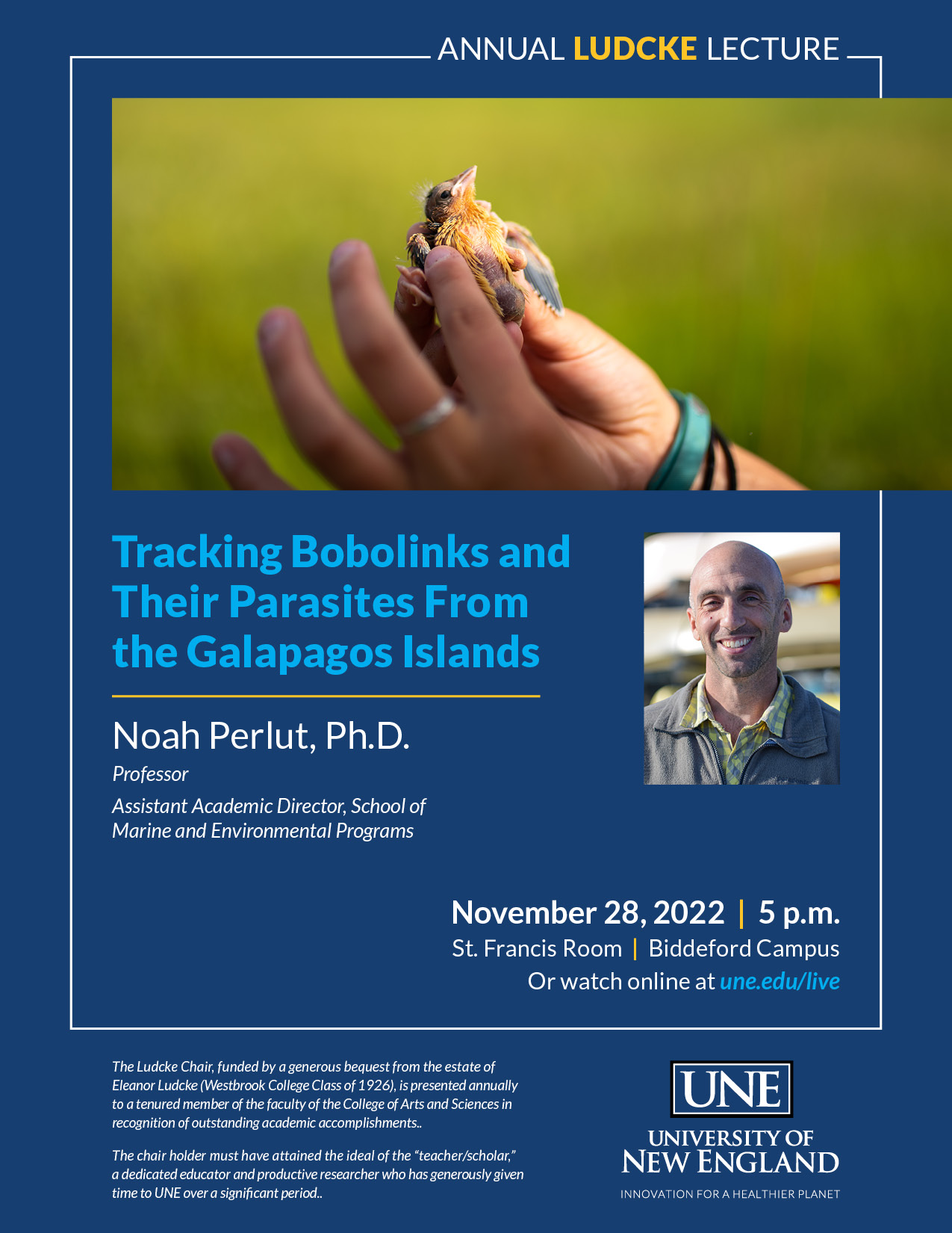 Poster for the 2022 Ludcke lecture event