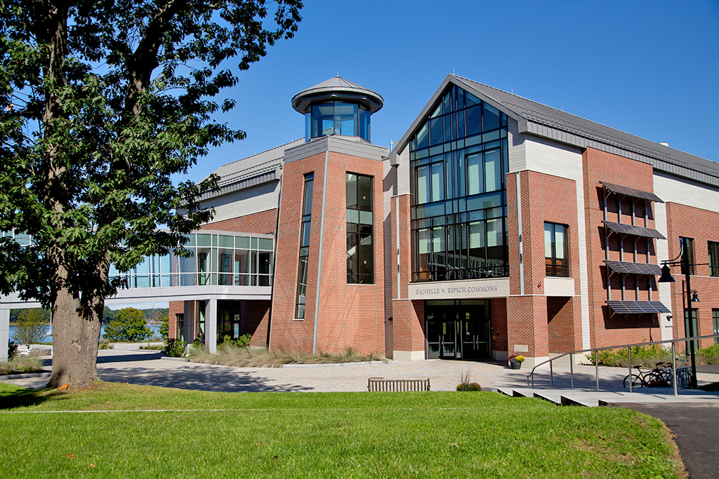 Exterior shot of the Danielle Ripich Commons on the Biddeford Campus