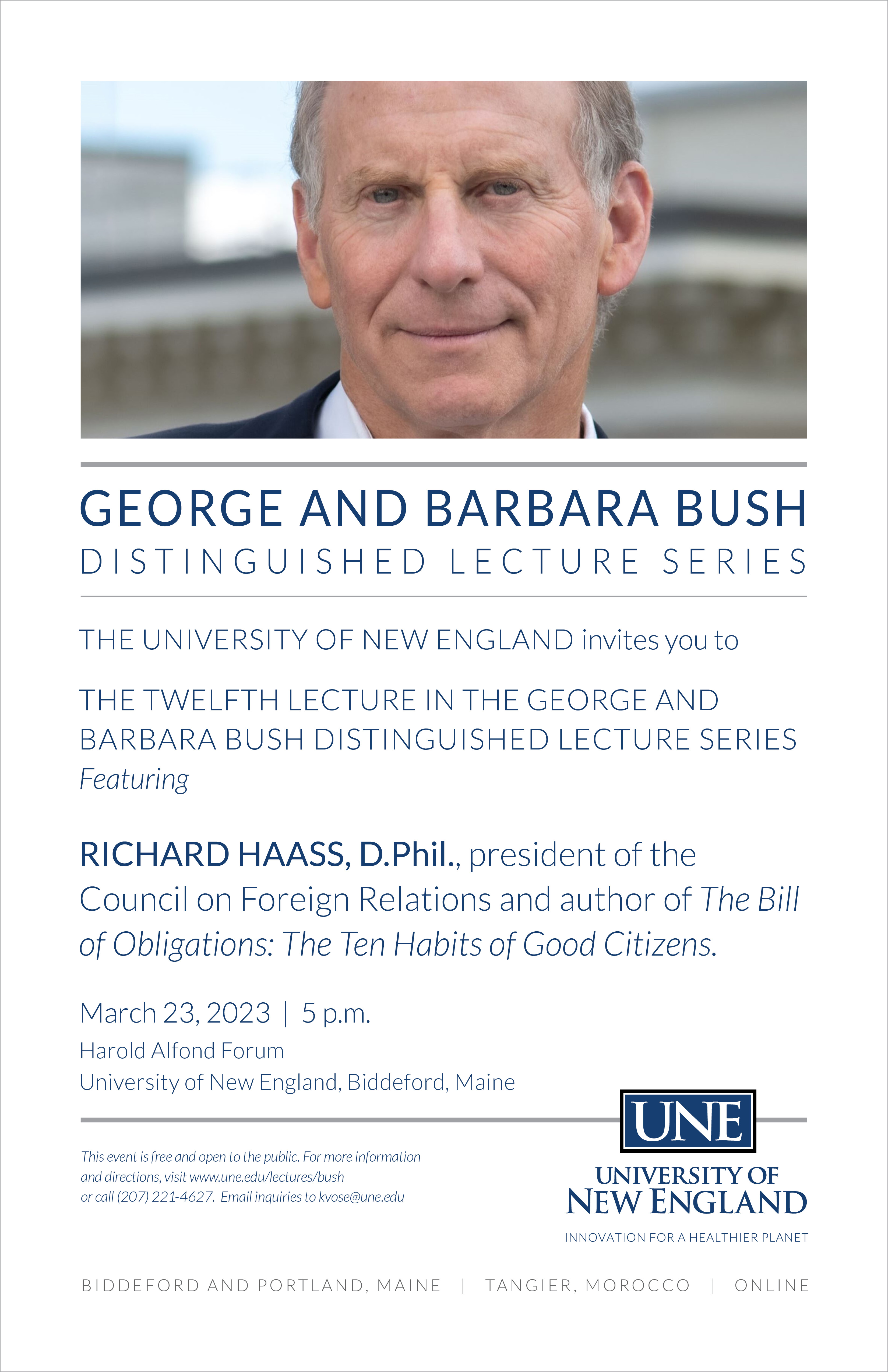 Poster for the 12th annual lecture in the George and Barbara Bush Distinguished lecture series