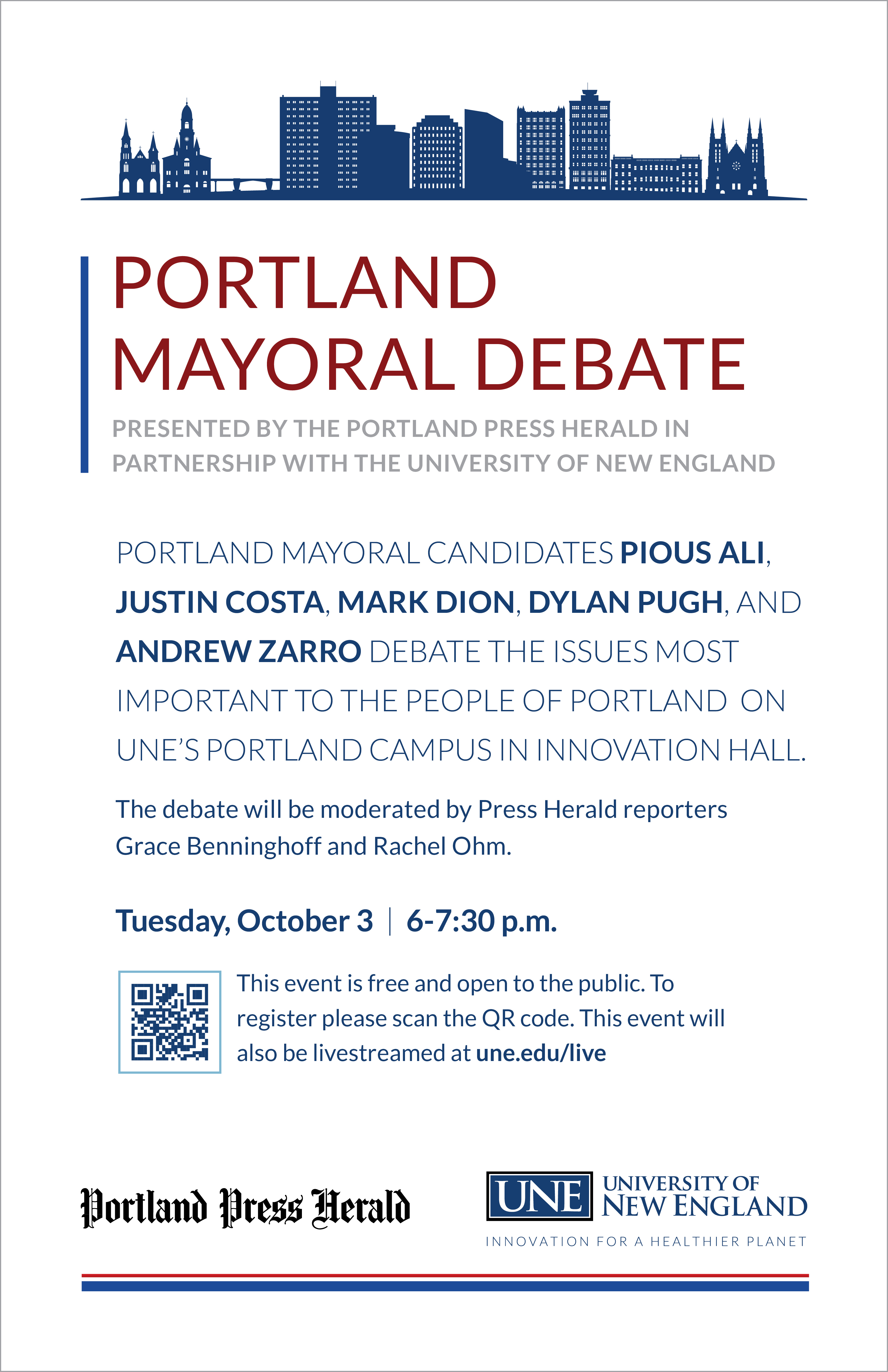 Portland Mayoral Debate at Innovation Hall on Tuesday, October 3rd from 6-7:30 p.m.