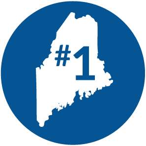 Illustration of the state of Maine with a #1