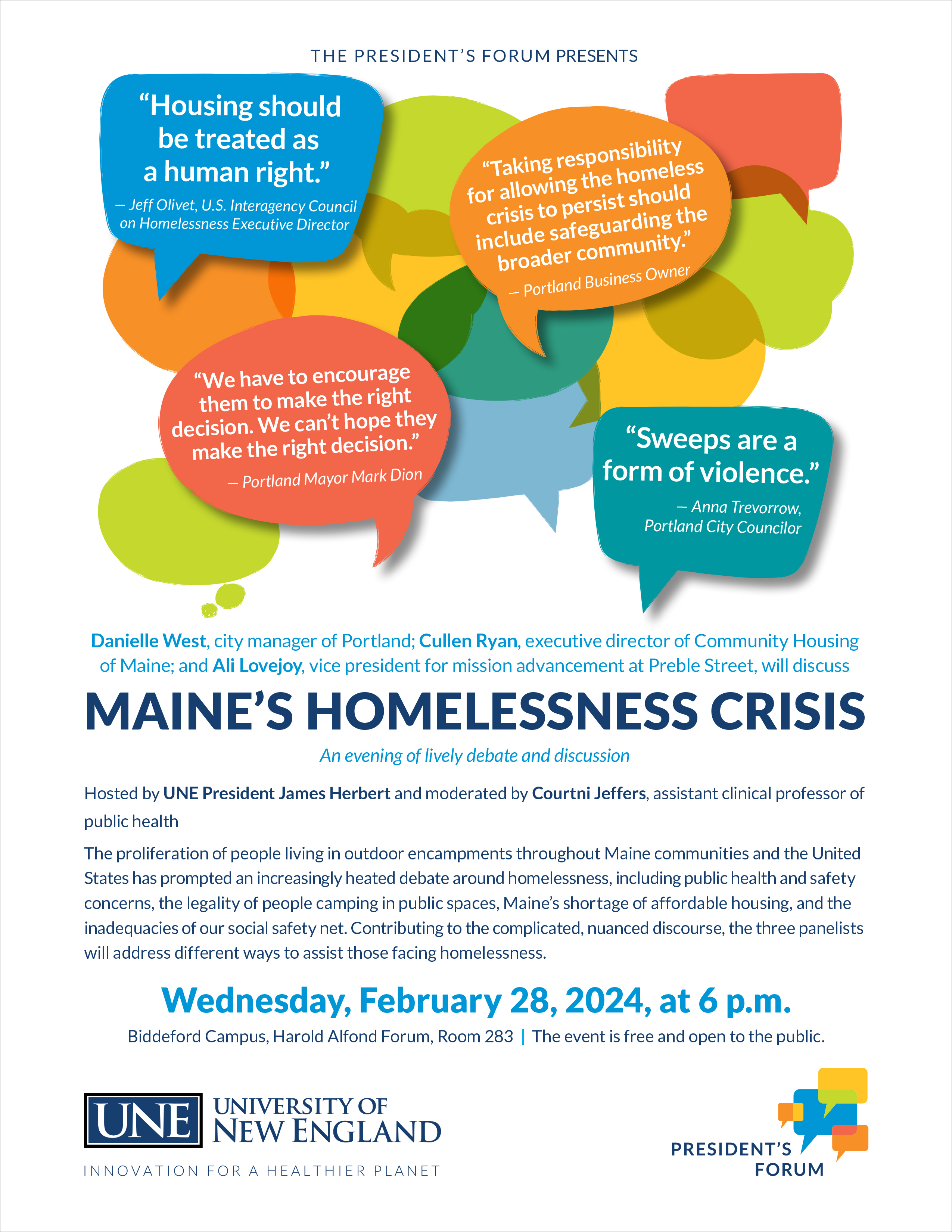 flyer on presidents forum February 28 at 6 pm