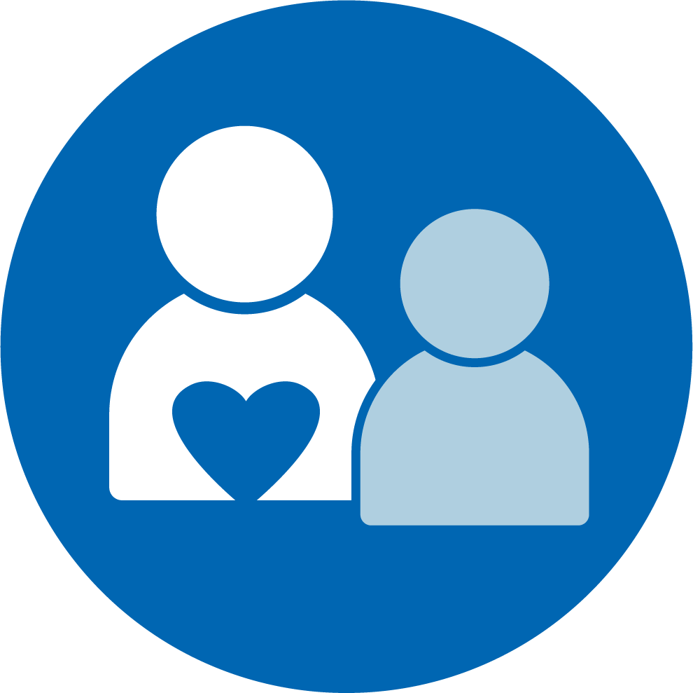 Icon of two figures showing support