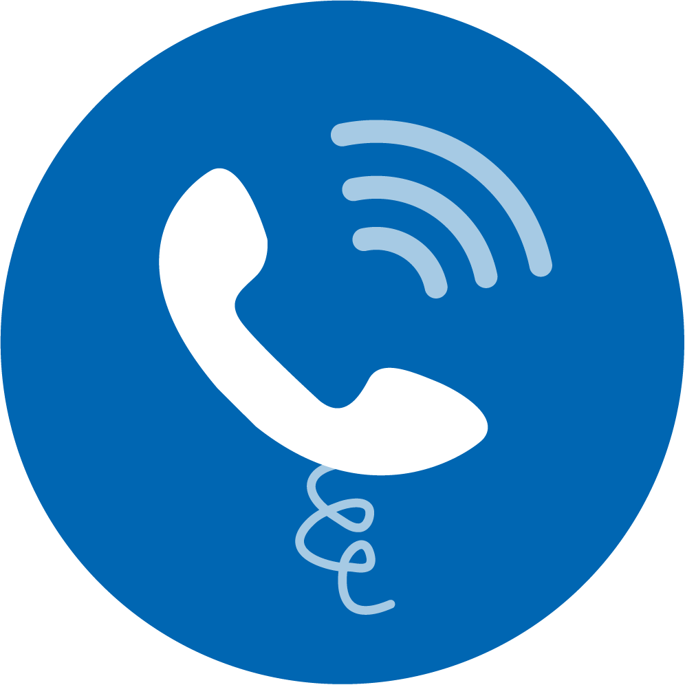 Icon of a ringing corded telephone
