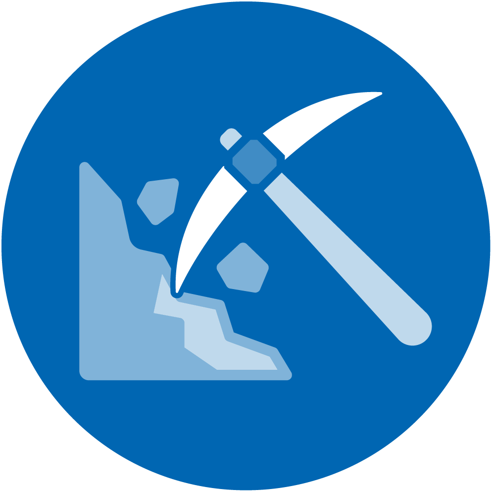 An icon of an archaeology tool breaking a rock