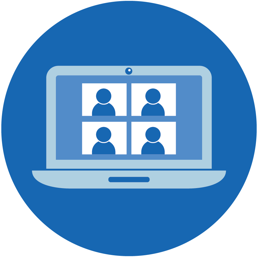 Illustration of a laptop with a video conference on the screen