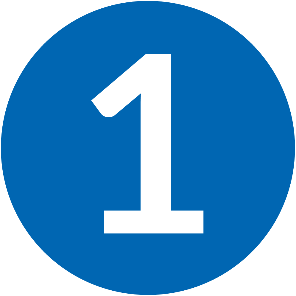 Icon of a blue circle with a white 1 in the center