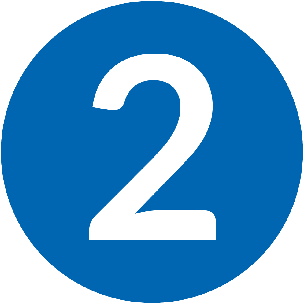 Icon of a blue circle with a white 2 in the center