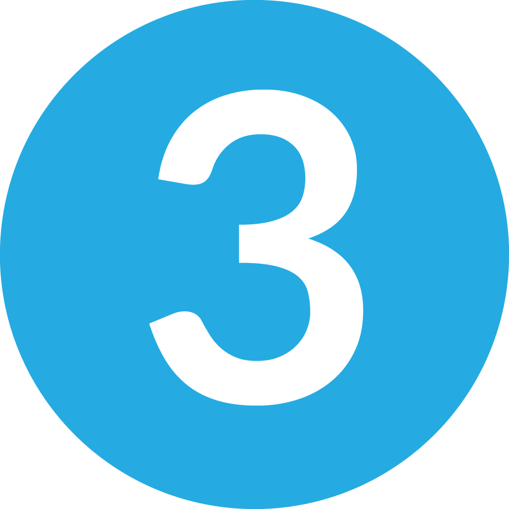 Icon of a blue circle with a white number 3 in the center