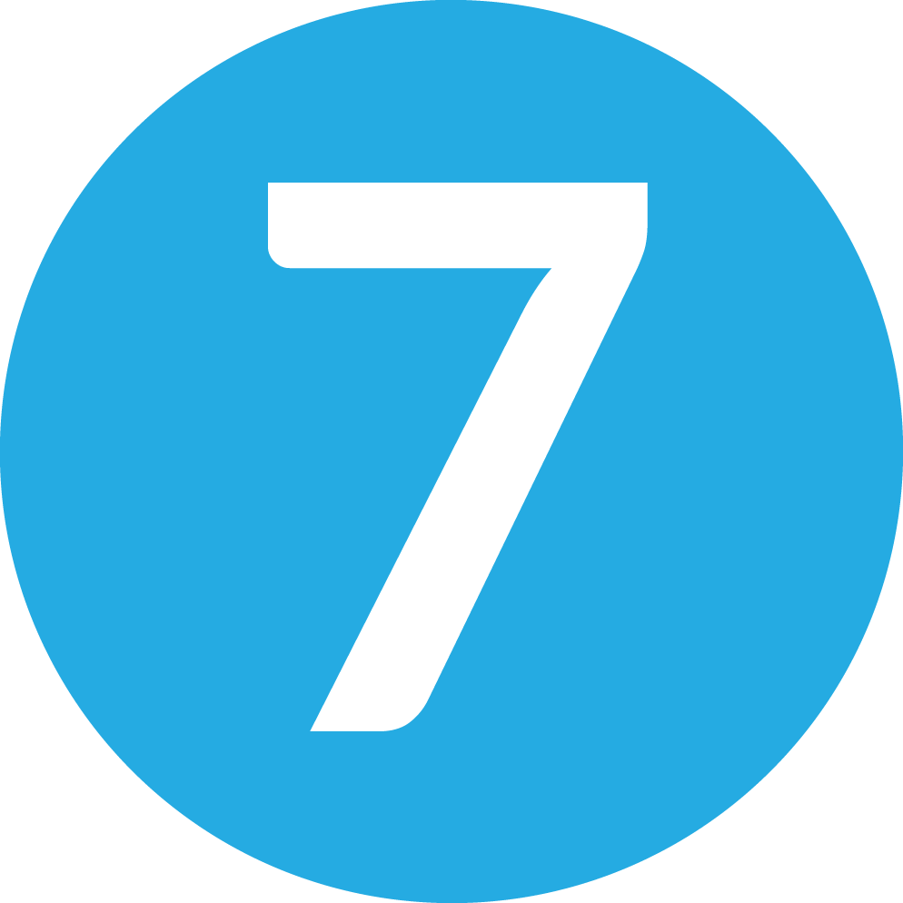icon of a blue circle with a white number 7 in the center