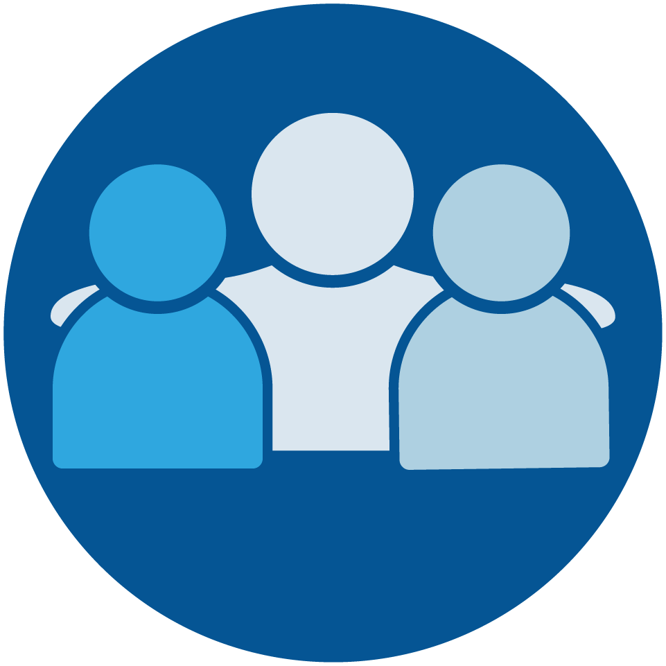 Illustration of a mentor with their arms around two students