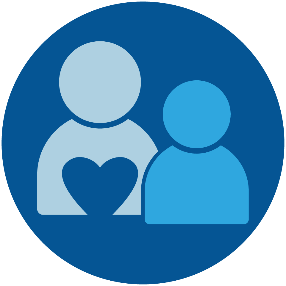 Illustration of an advisor with a heart and a student