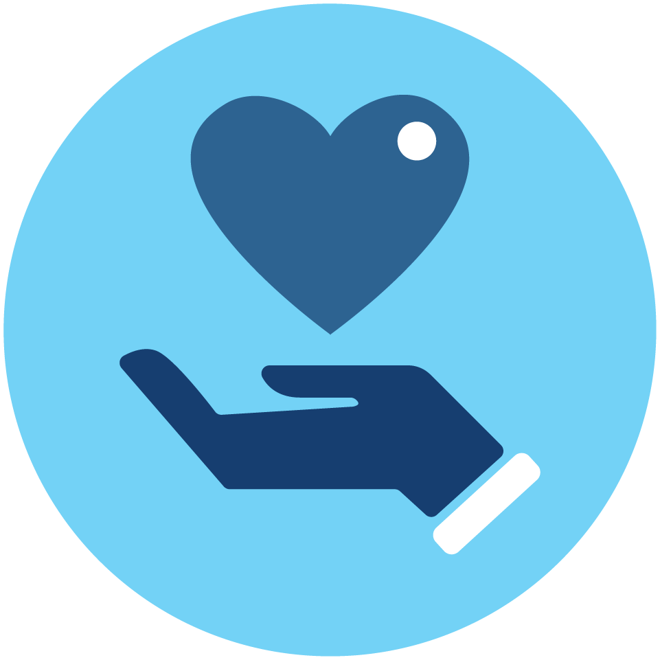 An illustration of a hand under a heart