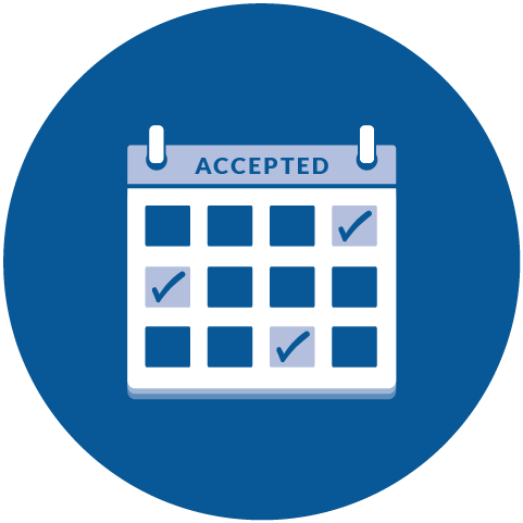 Icon of a calendar with "Accepted" at the top