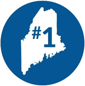 Illustration of the state of Maine with a #1