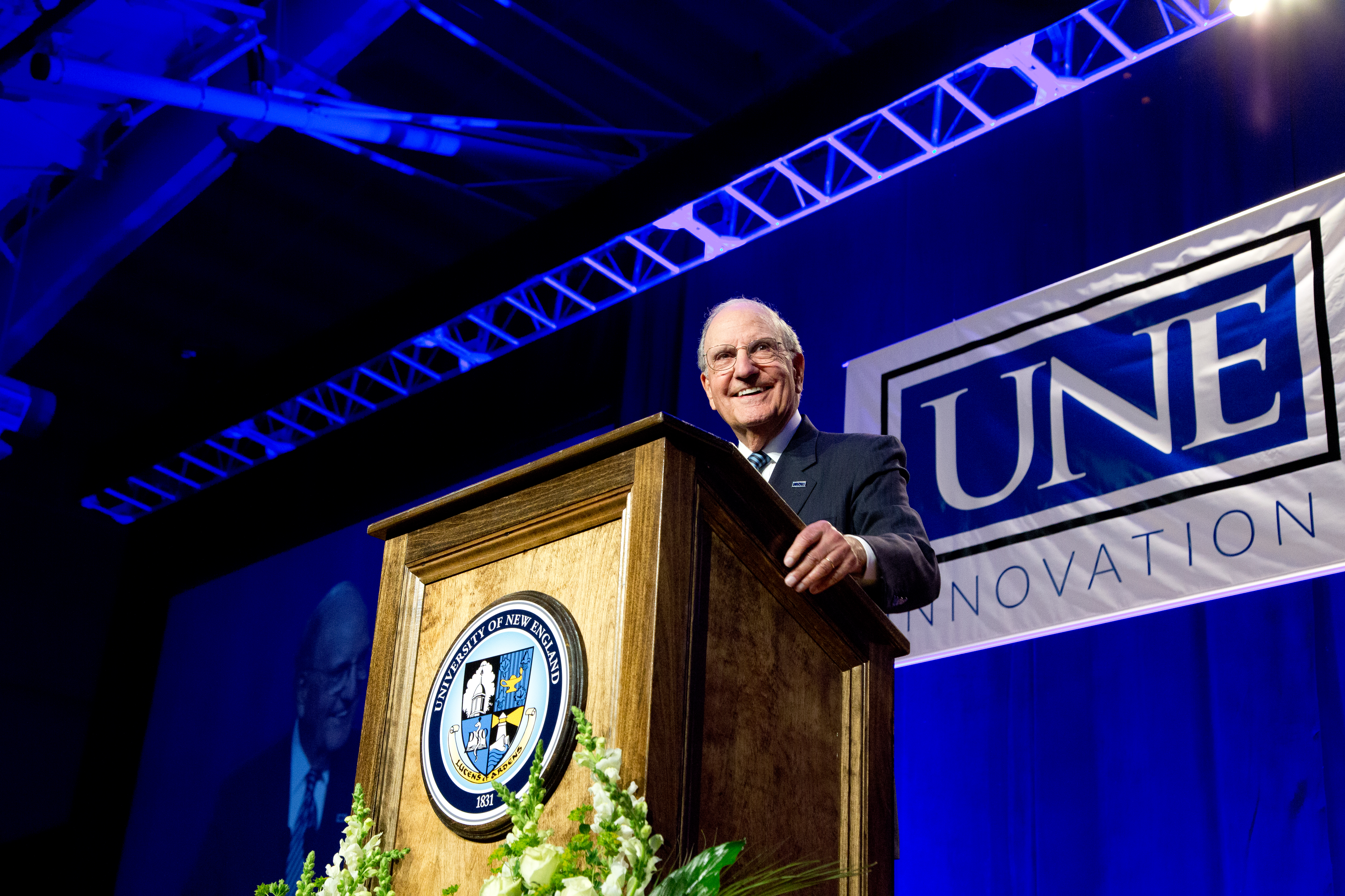 George Mitchell delivering 2017 Bush lecture