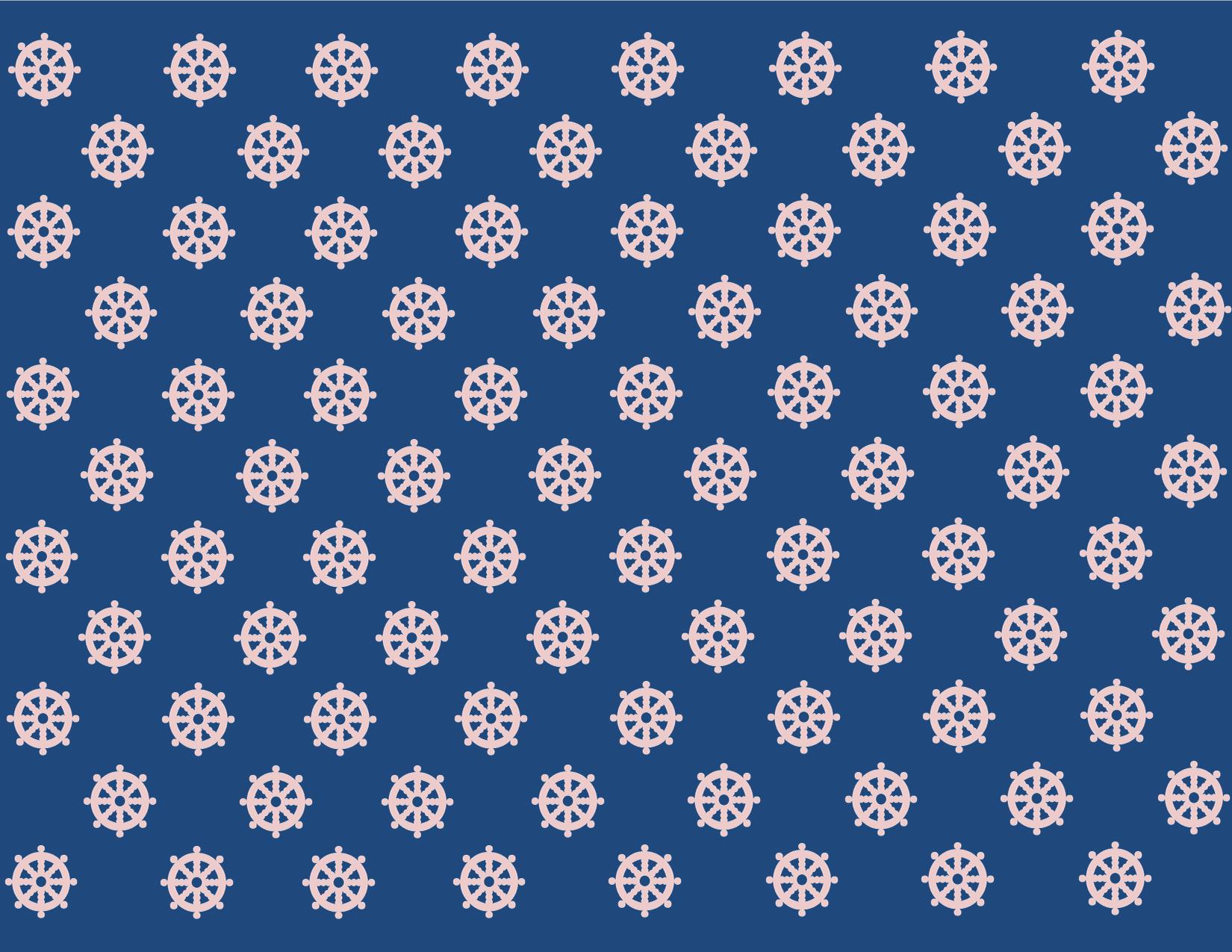 Blue image with Buddhist wheel of life icons