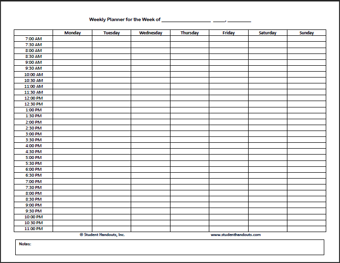 Blank Schedule Template Monday Start University Of New England In Maine